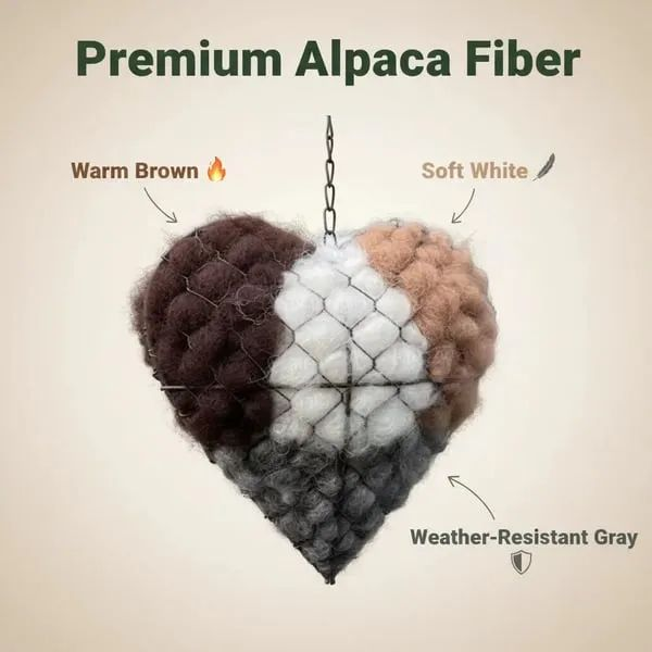 🔥LAST DAY 50% OFF - 🕊️🏡Handmade Natural Alpaca Fiber Bird Nesting Heart❤️Bird lovers gift